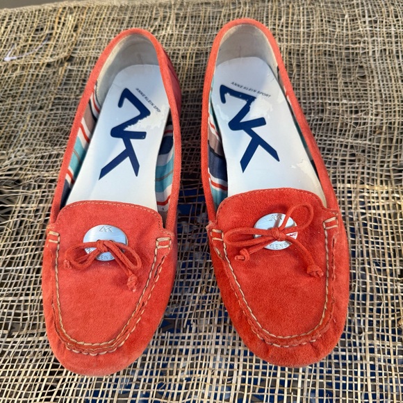 Anne Klein Shoes - Anne Klein Orange Suede Flats Loafers  Size 8